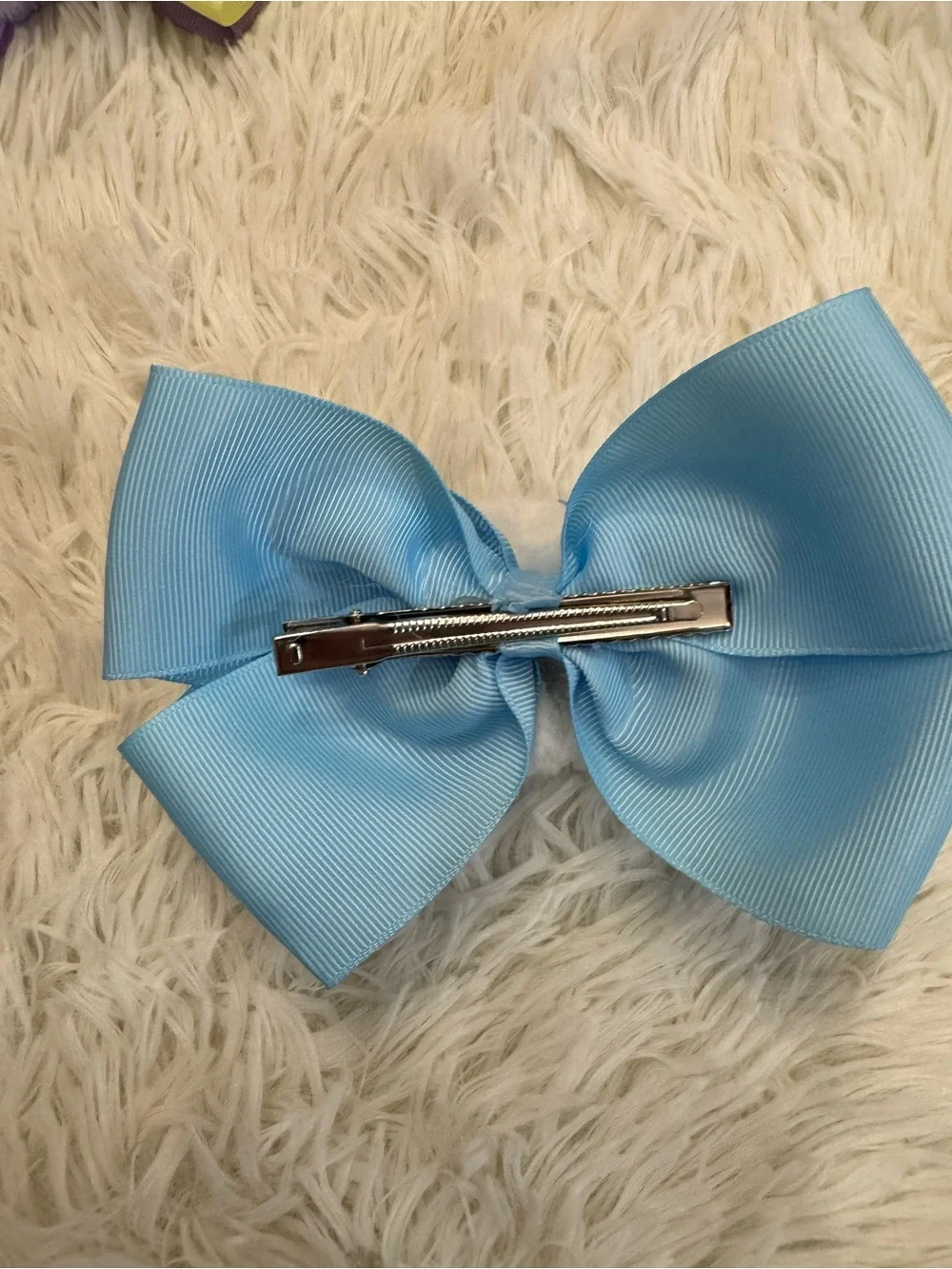 Cinamonroll blue Ribbon Hair Bow clip with Plush start Cinamonroll Accent